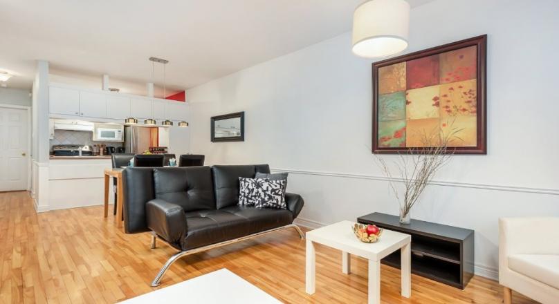 Entirely furnished and equipped apartment, large private terrace-available now!