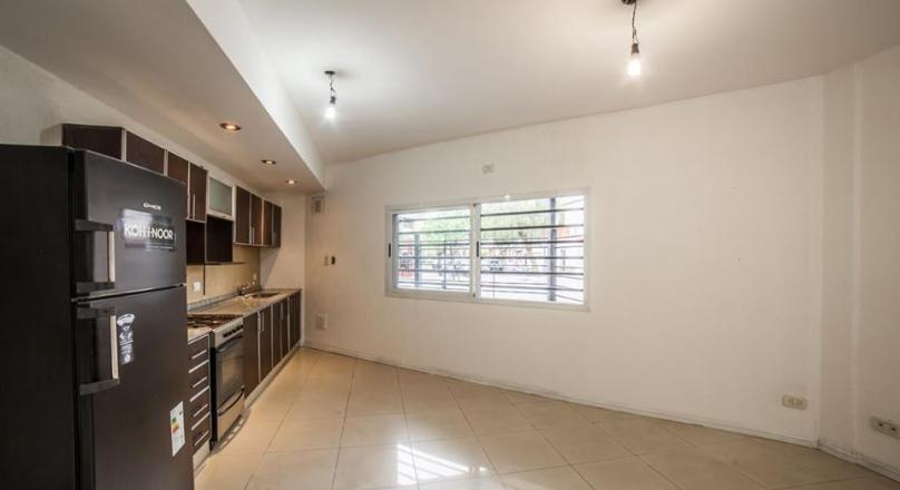 3-room corner triplex, living room with built-in kitchen and toilette on the ground floor
