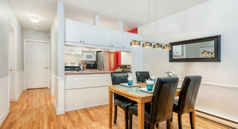 Entirely furnished and equipped apartment, large private terrace-available now!