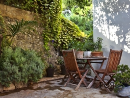 You feel it immediately. Really cozy. Village house. Selva.