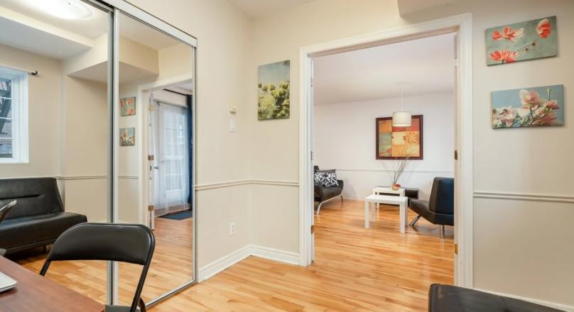 Entirely furnished and equipped apartment, large private terrace-available now!