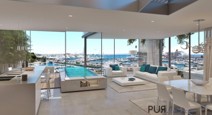 You are already looking right. Your pool directly in the apartment. And this right on the water. In Palma.