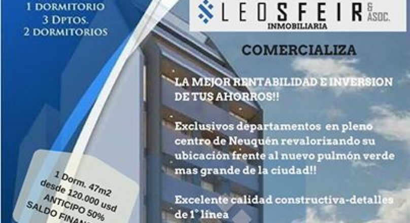 DEPARTMENTS 1 AND 2 DORM. - CENTRO DE NEUQUEN-POSESIÓN MARCH 2019-OWN FINANCING!